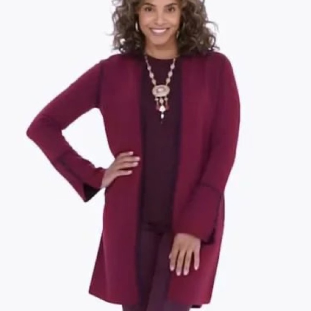 Chico’s Reversible Coat Cardigan Contrast Piping Topper Open Front Chicos 3 XL